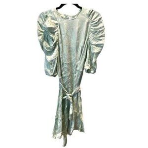 NWT & Other Stories Belted Puff Sleeve Mini Dress Green size 12